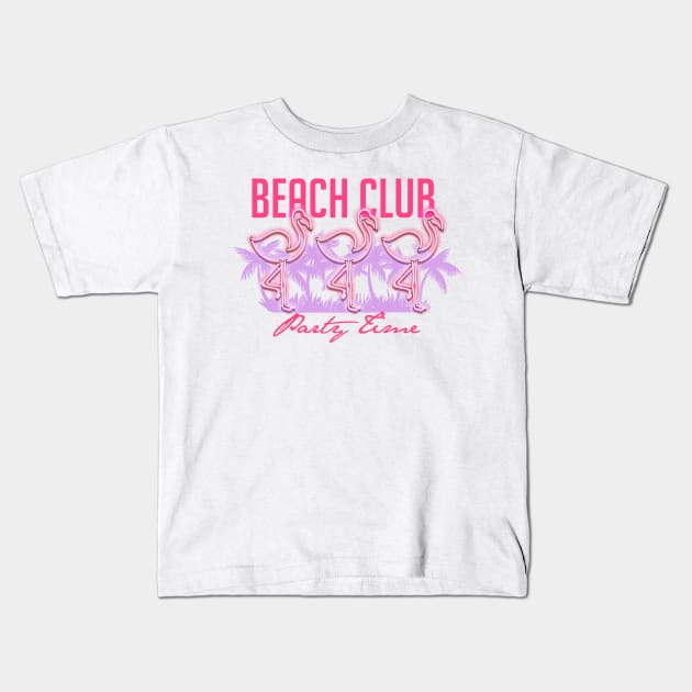 Beach Club Party Time Kids T-Shirt by NJORDUR